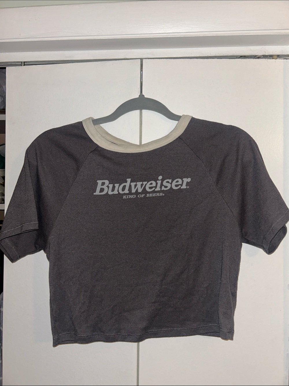Grey Budweiser crop top